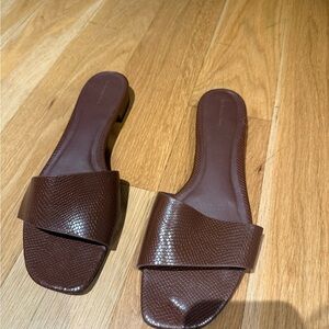 Reformation Chocolate Brown Slide Sandals